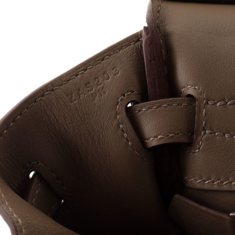 Hermes Birkin Handbag Grey Doblis Suede with Swift with Palladium Hardware 25 - Picture 9 of 9